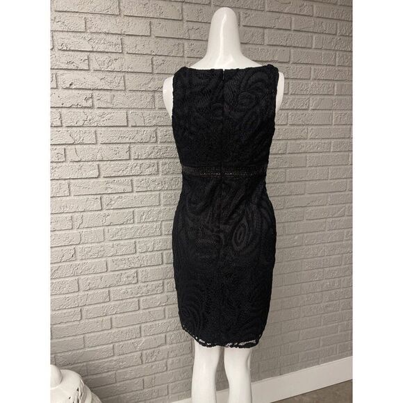 Aidan Mattox Women Black Sleeveless Sequined Lace Dress Size 4 - Picture 5 of 11